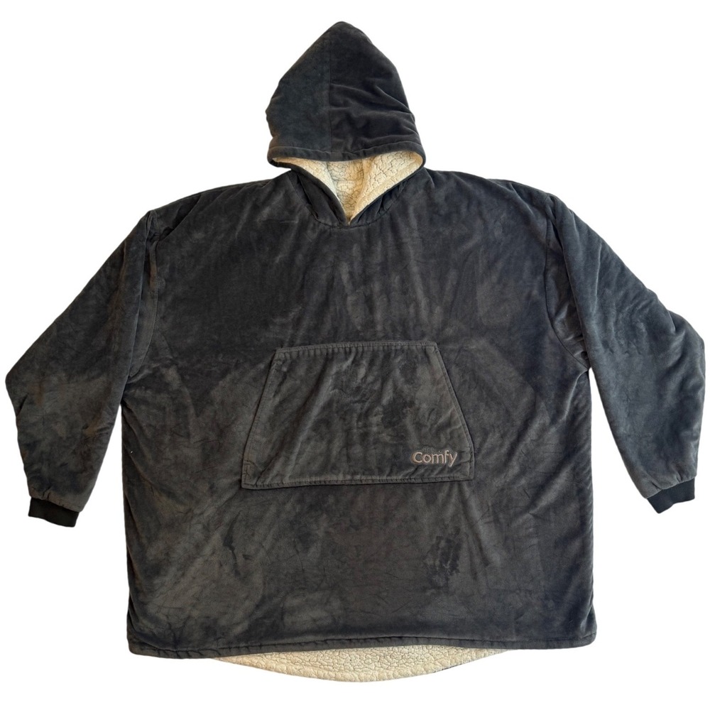 The‎ Comfy Original Oversized Wearable Blanket Hoodie Sherpa Lined Gray One Size
